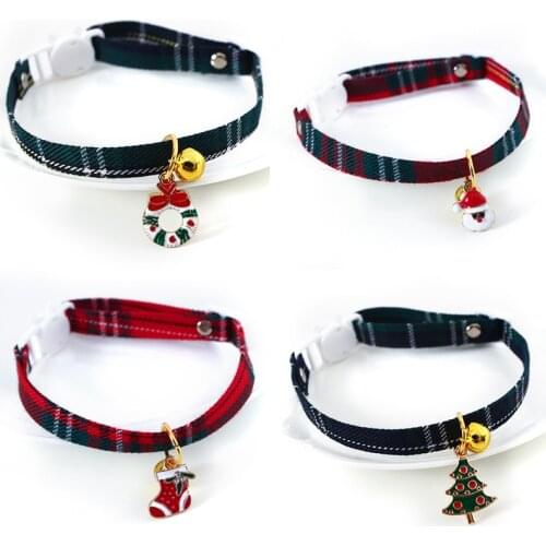 Cat Bell Collar Adjustable Nylon Buckle Christmas Series Pet Collar Cute Pendant Accessories Holiday Dress Up Supplies