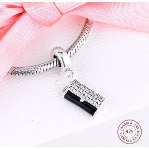 Fits Pandora Bracelet 925 Sterling Silver Clear CZ Clutch Bag Dangle Charms Beads for Jewelry Making Berloques Wholesale