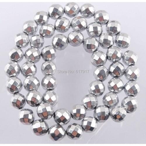 Silvers Hematite Non Magnetic Round Faceted 8mm Loose Beads Spacer Jewelry Making TL3139