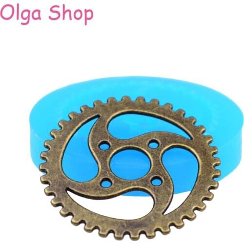 ST024 Gear Mold Mould Flexible Silicone Push Mold 40mm - Cake Decoration Polymer Clay Sugarcraft Molds, Jewelry Mould Food Safe