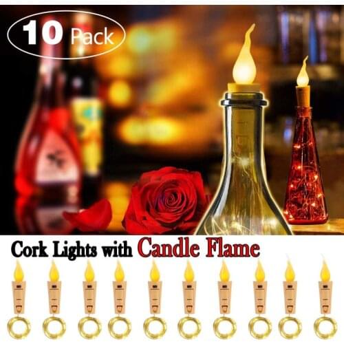 SLOGOL 10pcs Wine Cork Lamp with Battery LED Simulation Flame Wine Bottle Lamp Wedding Atmosphere Lamp Interior Decoration
