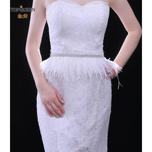TOPQUEEN S496A Luxury Feather Catwalk Belt Evening Cocktail Dress Belts Formal Womens Belt Designer Belts Fancy Belts for Women