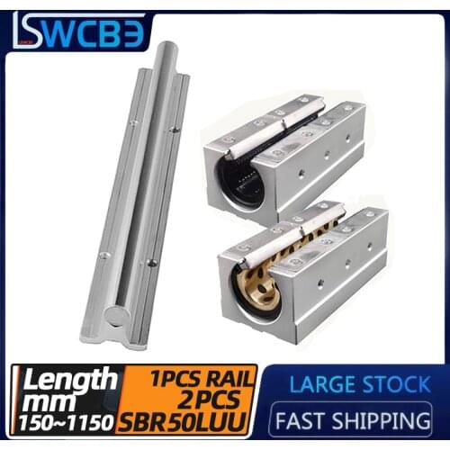 Lengthened open box linear guide rail, SBR50 guide rail, L=150-1150mm, SBR50LUU slider / lengthened copper sleeve，durable
