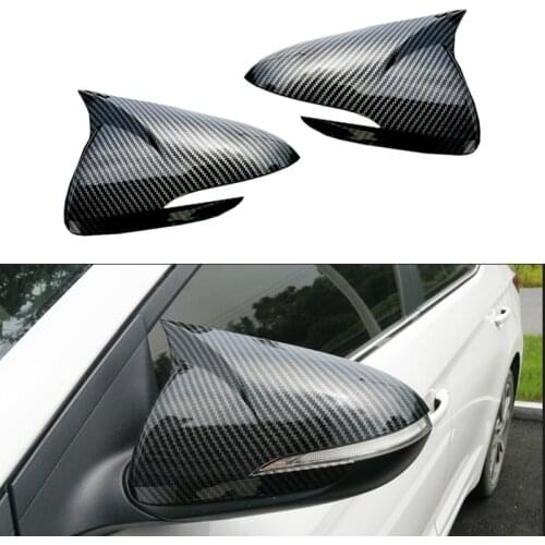Carbon Fiber Style 2Pcs Side Door Mirror Cover Trim Fit for Hyundai Elantra 2016 2017 2018 2019
