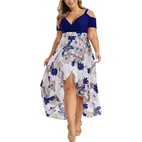 Dress 5xl Ladies Large Size Casual Bohemia V-Linked British Printed Red Strapless High Waist Irregular Elegant Dating Dinner