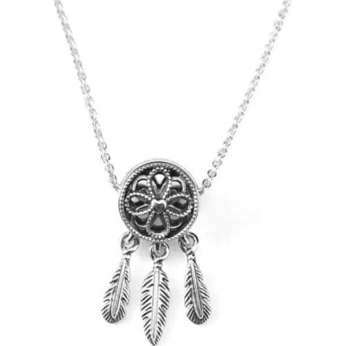 S925 Sterling Silver Necklace Dream Catcher Charms Pendants Necklace Gift Necklace Jewelry for Women Fit Pandora Charms