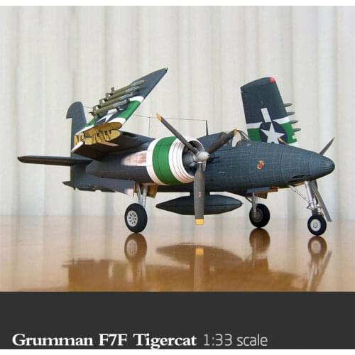 1:33 U.S. F7F Tiger Cat Fighter DIY 3D Paper Card Model Building Set Educational Toys Military Model Construction Toy