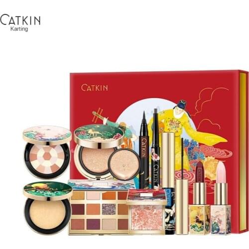 Catkin 10pcs Spring River Flower Night Cosmetics Set Gift Box Novice Beginner Female Makeup Set Concealer Eye Shadow maquillaje