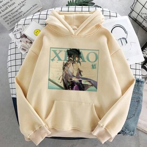 2021 Game Genshin Impact XIAO Print Unisex Oversized Sweatshirt Women Loose Anime Hoodie Winter Pullover Harajuku Hip Hop Tops