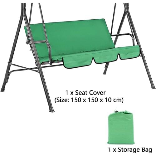 3-Seat Patio Swing Seat Cover Waterproof Anti-UV Outdoor Swing Cushion Cover with Storage Bag for Garden Yard 59x59x4in