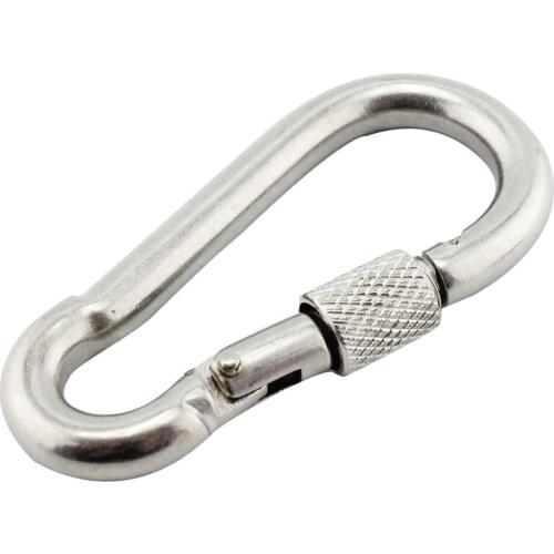 6*60mm with safety screw nut stainless steel 316 wholesale Spring Clip with carbine 10pcs per lot