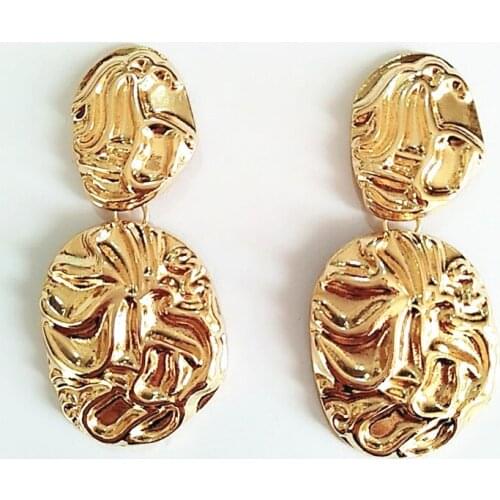 6 pair / lot fashion jewelry high quality gold metal big heavy stud earrings