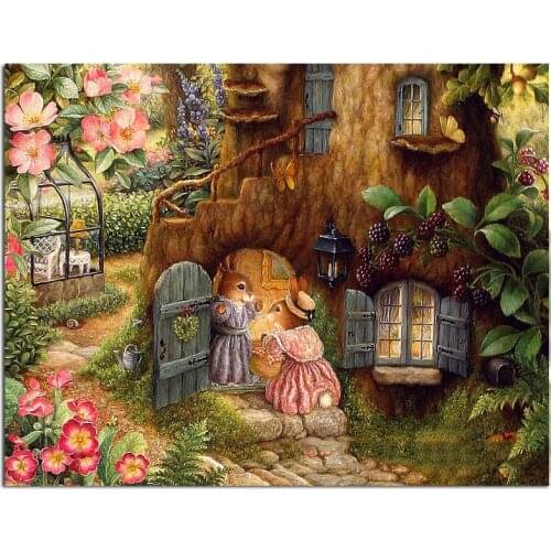 Diamond Painting Full Square rabbit family 5D DIY Diamond Embroidery Mosaic Picture Of Rhinestone Animal Christmas Decoration