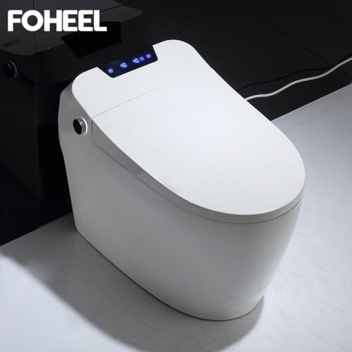 FOHEEL Automatic Toilet Smart Toilet WC One-Piece Intelligent Toilet Integrated Toilet White Color LCD Display Toilets