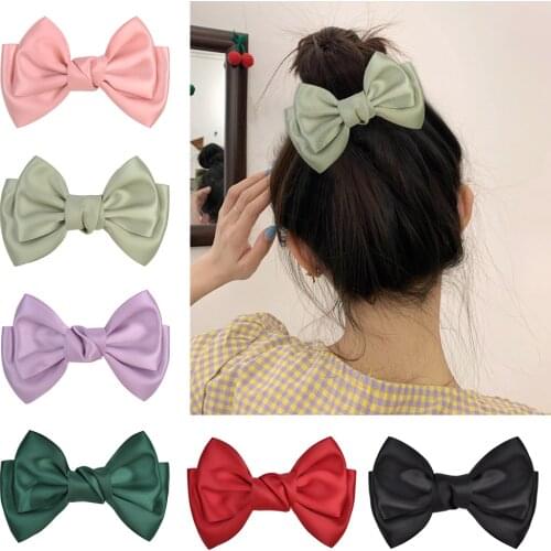 New Women Girls Candy Colors Hair Bows With Clip Soft Bow Hairpins Sweet Headband Hair Ornament Clip Barrette Hair Accessories