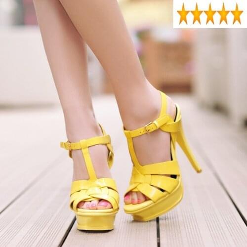 High Summer New Genuine Leather Platform Women Sexy Footwear Fashion Candy Color Rome Thin Heel Sandals Party Shoes