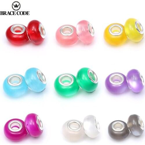 2 Pcs/lot 13 Style European Crystal Glass Glass Charm Beads fit DIY Brand Bracelets & Bangle For Ma'am Jewelry Gift Making