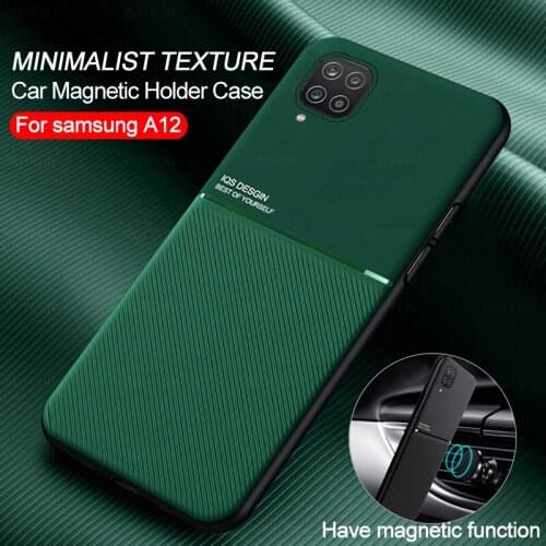 For Samsung A12 Case Car Magnetic Holder Phone Cover For Samsung Galaxy A12 A 12 SM-A125F/DS Silicone Leather Shockproof Coque