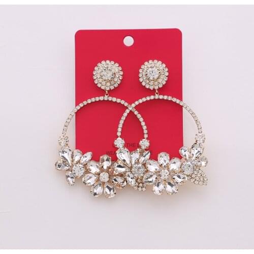 Statement Earrings For Women Gorgeous Woman Earrings Round Shine Jewellery Crystal Rhinestone Big Earrings Girl Party Gifts