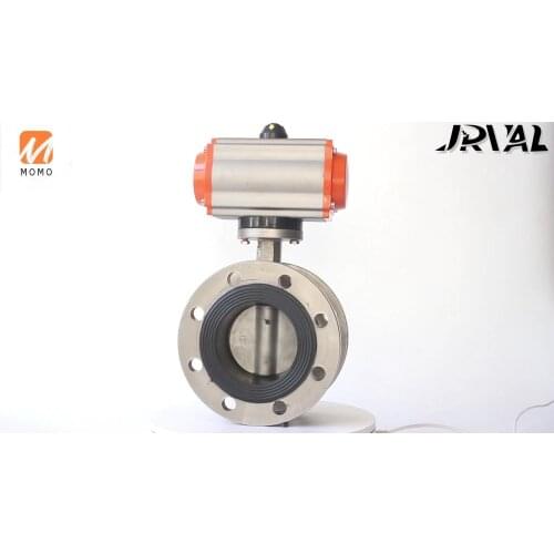 Sanitary Stainless Steel double Flange Midliner Price List with Pneumatic Actuator Butterfly Valve