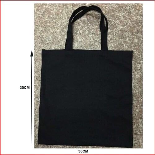 200 pieces/lot) size 30x35cm black canvas cotton shopping bag with logo