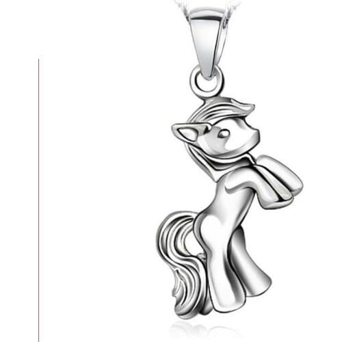 Delicate 925 Sterling Plated Filled Horse Necklace Pendant Womens Fashion Jewelry Birthday Gifts For Her