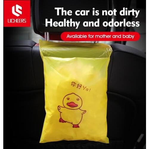 Licheers Car Garbage Bag Disposable Trash Bags Sticking Type Small Yellow Duck Storage Bag For Car Home Office Kitchen 50PCS
