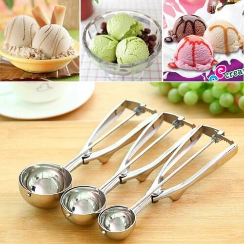 4/5/6CM Stainless Steel Ice Cream Scoop Ice Ball Maker Kitchen Ice Cream Mash Potato Scoop Spoon Spring Handle Kitchen Accessori