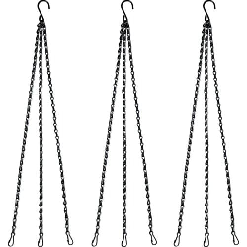 LUDA 10Pcs Black Flower Plant Pot Basket Holder Hanging Chain with S-Shape Hooks for Home Garden Tools
