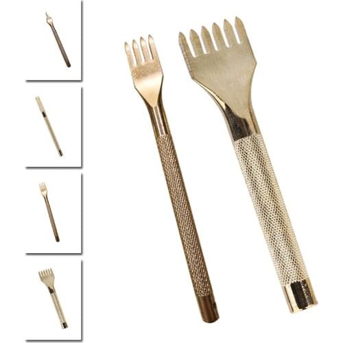 MIUSIE Metal Diamond Lacing Stitching Chisel DIY Leather Hole Punch Leather Craft Tool Kits