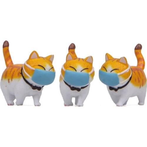 Cute Mask Cat Ornaments DIY Micro Landscape Car Interior Decoration Home Kids Room Desktop Decors Shooting Props Ornament 1Piece