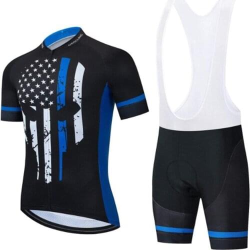 Fashion Summer Mens Cycling Jersey Sets Breathable Anti-UV Bicycle Clothing Short Sleeve Pro Team Uniform Bib Pants MTB Suit