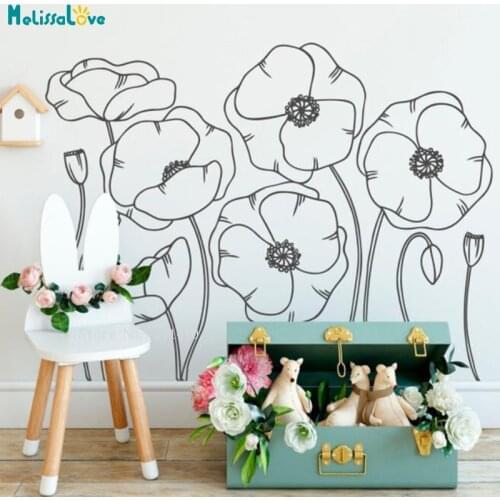 Large-leaf Stamen Flower Wall Decal Sticker Garden Home Decor Wild Plant Kids Bedroom DIY Nursery Murals Removable YT6325