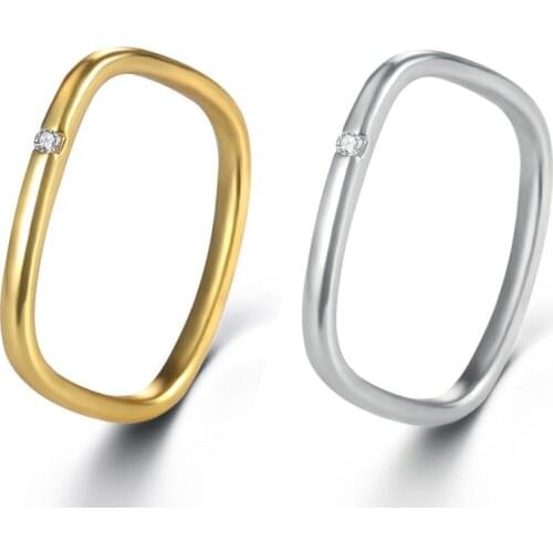 2021 New Simple Small Square Gold Index Finger Jewelry Zircon Korean Version of Ins Creativity Rings for Women Boho Plain Circle