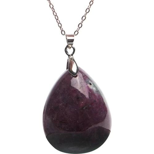 Genuine Natural Red Zoisite Stone Water Drop Bead Women Charm Crystal Pendant AAA 33x25x13mm