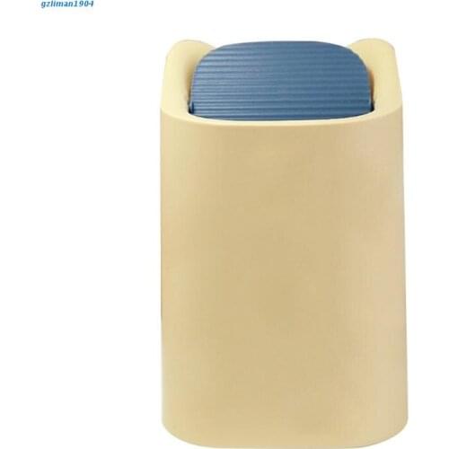 P15D Plastic Mini Trash Can Desktop Small Waste Bin with Swing Lid Wastebasket