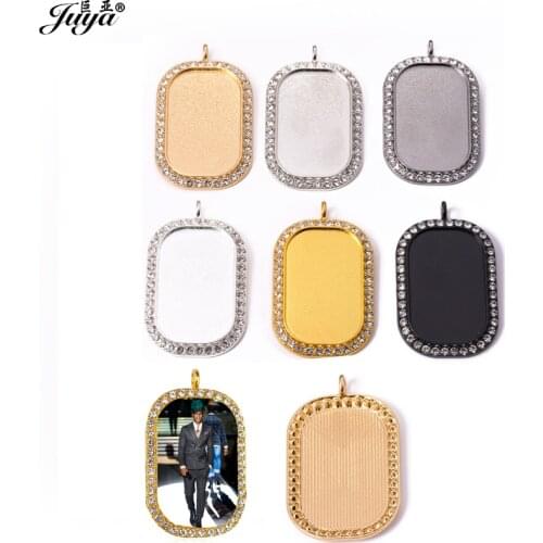 60PCS Cabochon Pendant Base 24x38mm Diamond Charms Jewelry Making DIY Hip hop Pendant Necklace Jewelry Crafts Wholesale Supplies