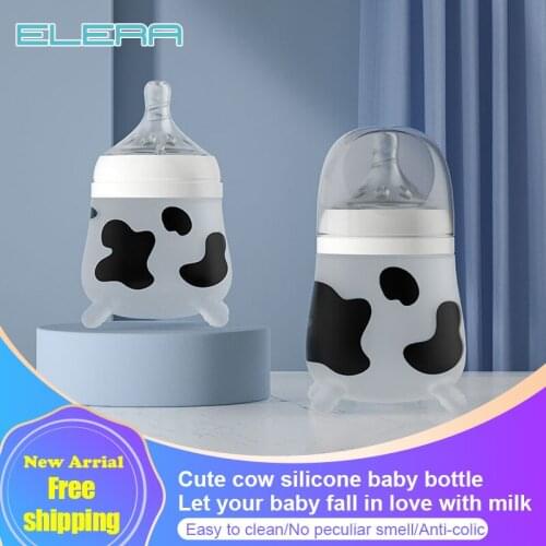 Newborn Baby Silicone Bottle Imitation Breast Milk Design Anti Fall Colic Feeder Supplies Cute Friendly Appease Feeding-Bottle