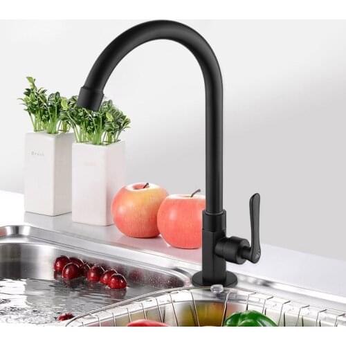 Kitchen Faucets Single Cold Water Black/Antique Brass Kitchen Sink Faucet Single Handle Deck Mounted Flexible Mixer Taps