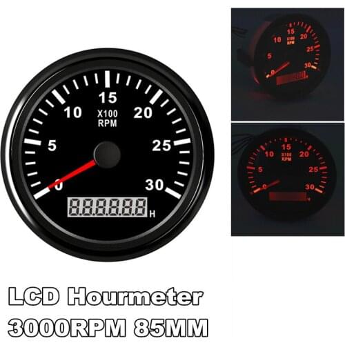 85mm Tachometer REV Counter with Backlight 3K RPM With Hourmeter for Truck Car Boat Diesel Engine Tacho Meter RPM Gauge