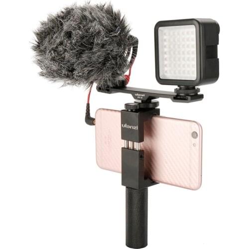 Ulanzi Smartphone Video Gear w BY-MM1 Microphone Video Light Phone Mount Handle Rig Cold Shoe Bracket for iPhone Samsung Canon
