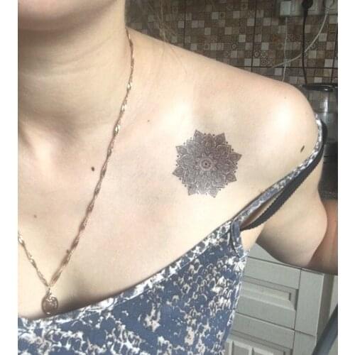Waterproof Temporary Tattoo Sticker sexy clavicle lotus henan mandala totem tatto flash tatoo fake tattoos for girl women