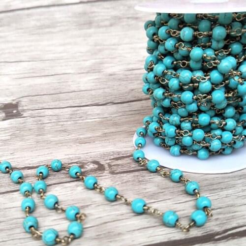 Handcrafted Gold color jewelry Finding,Natural blue stone Beaded Chains,DIY necklace hand chain jewelry making LZ50