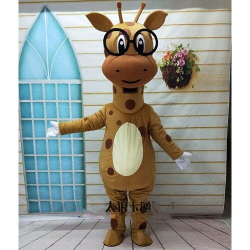 Yellow Giraffa Giraffe Mascot Costume Adult Cartoon Character Outfits Suit Halloween Christmas Fancy Party Apparels Advertising