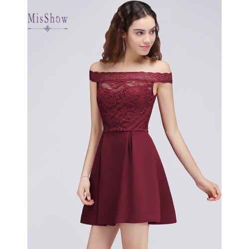 Cut Out Lace Cheap Prom Dresses Vestido De Festa Party Dresses Off the Shoulder Short Prom Dress Robe De Soiree