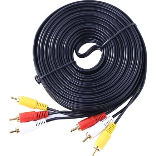 1.5/3/5/10M Gold Plated 3 RCA Composite Male to Male Audio/Video AV Cable TV Connect Line Cord Wire for DVD TV CD Media Player