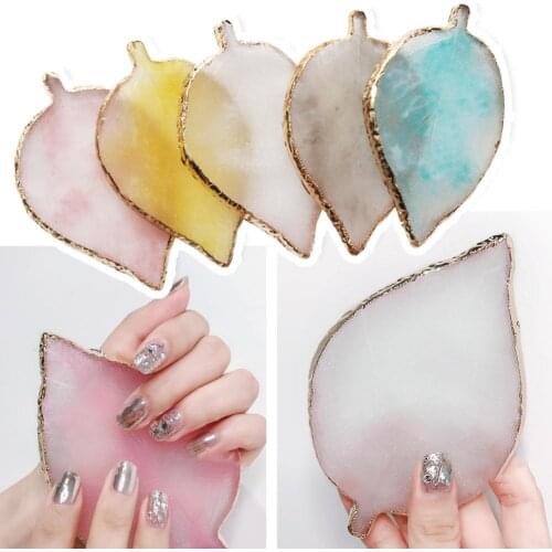 1Pc Resin Leaf-like Palette False Eyelashes Extension Stand Pallet Pad Eyelashes Glue Holder Nail Palette For Nail Color Mixing