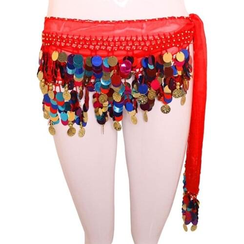 2017 Belly Dance Accessories 1 pc Fashion Colorful Sequins Coins Belt Belly Dance Hip Scarf Skirt Waistband Belts Waist Chain