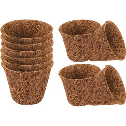 10pcs Convenient Coconut Palm Seedling Pot Seedling Bag Environmentally Friendly Decomposable Natural Breathable Seedling Bowl