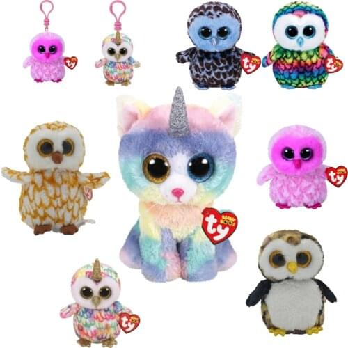 15CM Ty Beanie Boos Big Eyes Stuffed Animal Color Cat Unicorn Owl Series Plushie Cute Doll Collection Toys Child Birthday Gift